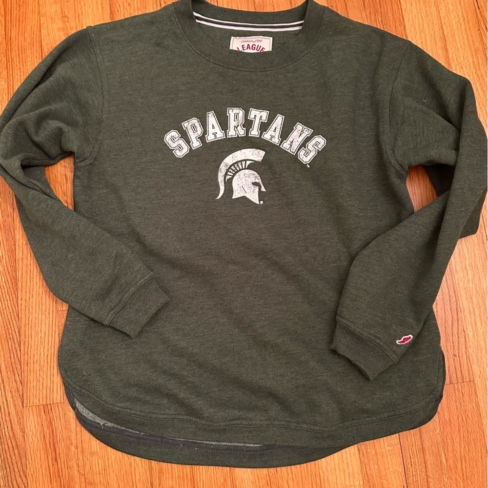 Michigan State Spartans Logo Sweatshirt Adult M Green Crewneck #j6